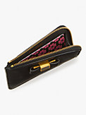 morgan bow embellished saffiano leather zip card holder, , s7productThumbnail