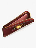 morgan bow embellished saffiano leather zip card holder, , s7productThumbnail