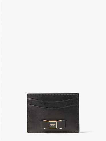 morgan bow embellished saffiano leather card holder, , rr_productgrid