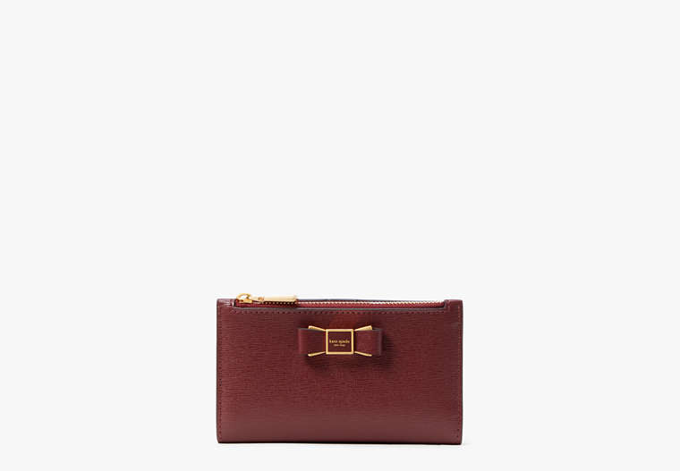 Morgan Bow Embellished Small Slim Bifold Wallet, Autumnal Red, Product