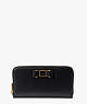 Morgan Bow Embellished Zip-around Continental Wallet, Black, ProductTile