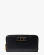 Morgan Bow Embellished Zip-around Continental Wallet, Black, Product