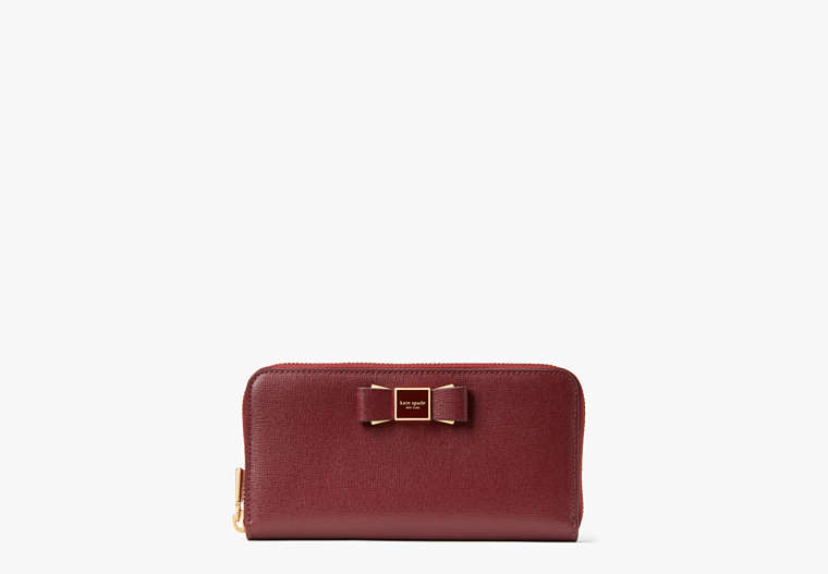 Morgan Bow Embellished Zip-around Continental Wallet, Autumnal Red, Product