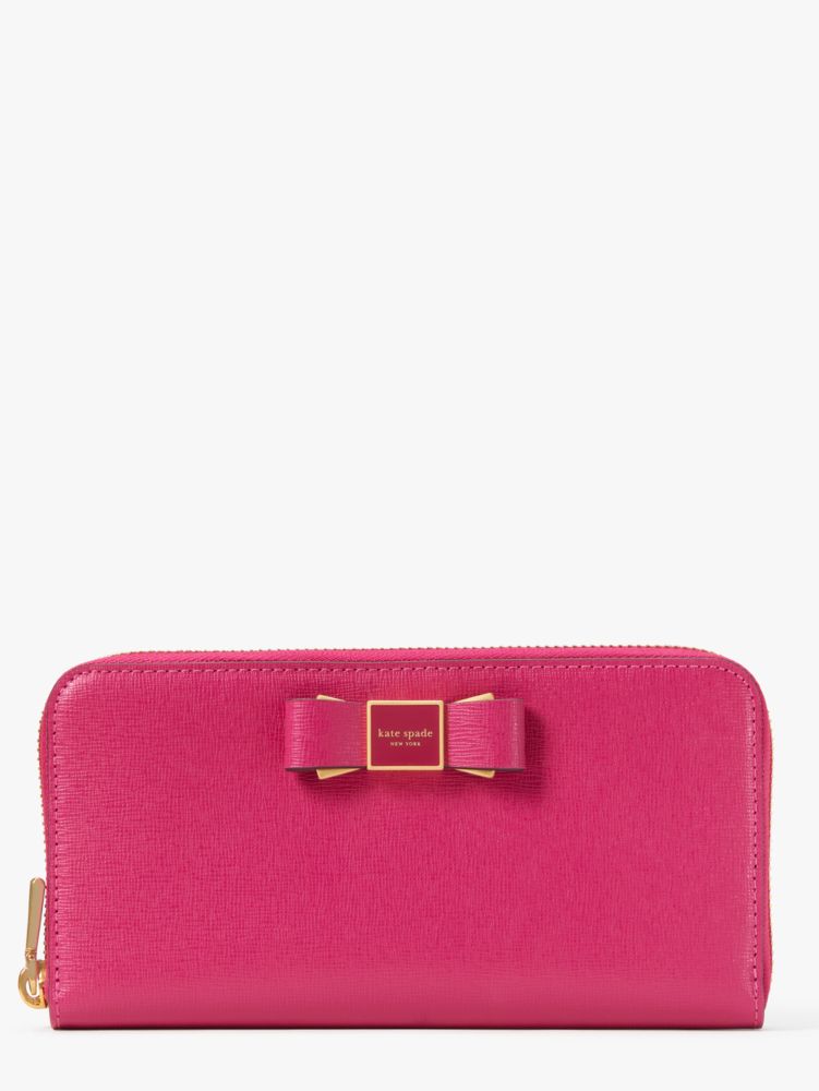 Kate Spade Morgan Bow Embellished Zip-around Continental Wallet In Rosa Plum