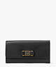 Morgan Bow Embellished Flap Continental Wallet, Black, ProductTile