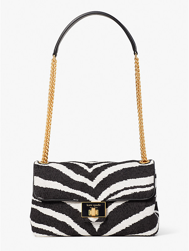 Evelyn Bold Zebra Boucle Jacquard Medium Convertible Shoulder Bag, , rr_large