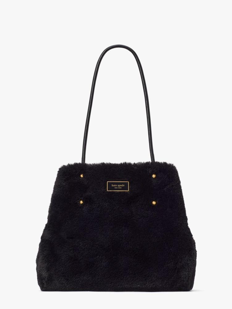 Black Faux Fur Oversized Tote