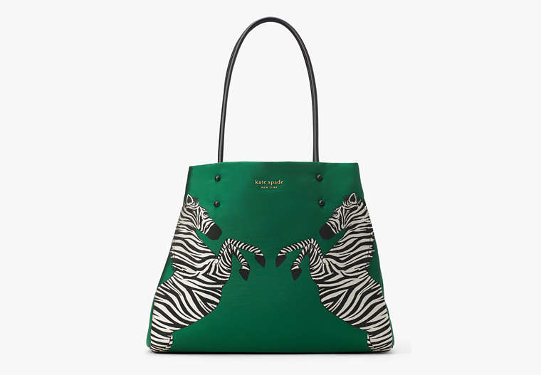 Everything Dancing Zebras Embroidered Large Tote, , Product