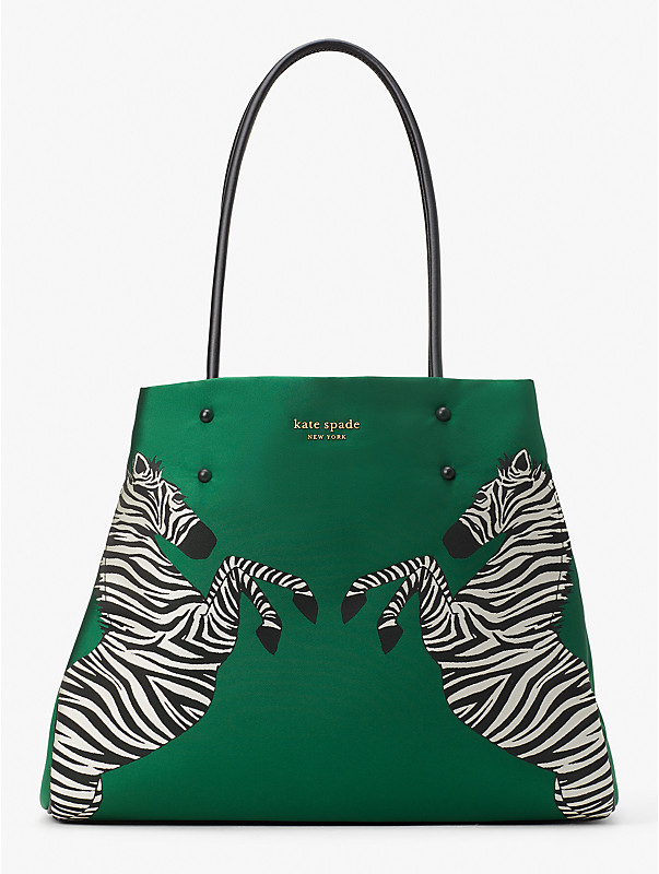 Everything Dancing Zebras Embroidered Large Tote, , rr_large