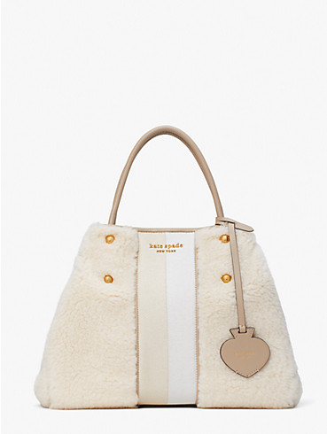 everything racing stripe faux shearling medium tote, , rr_productgrid