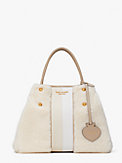 everything racing stripe faux shearling medium tote, , s7productThumbnail