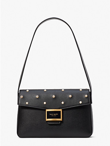 katy pearl embellished textured leather medium shoulder bag, , rr_productgrid