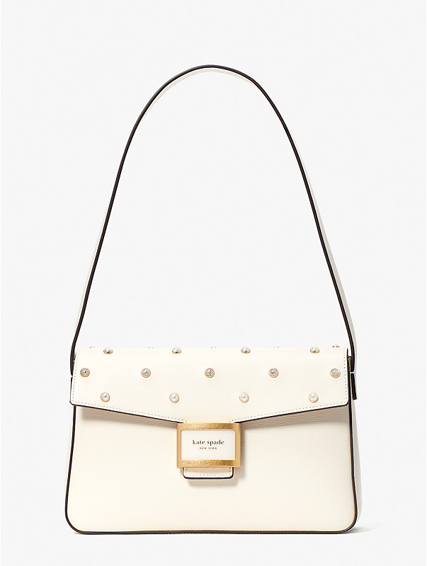 katy pearl embellished textured leather medium shoulder bag, , rr_large