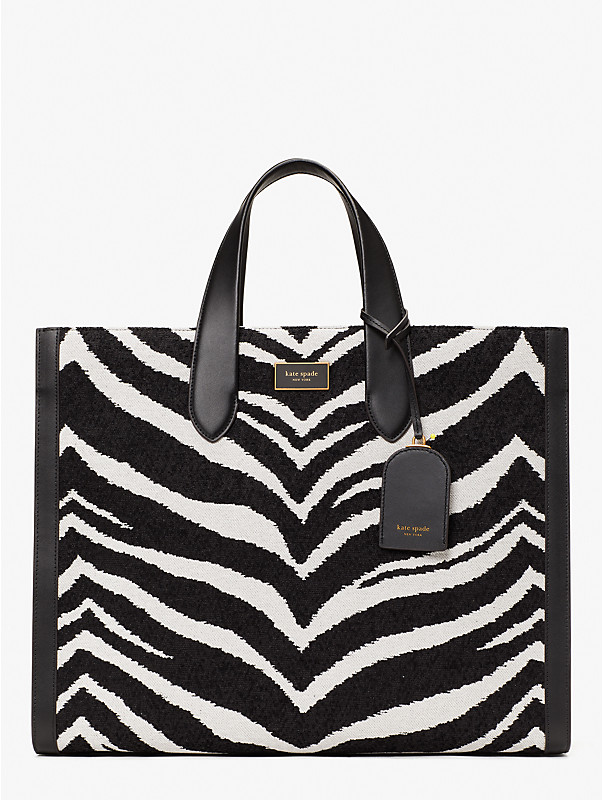 Manhattan Bold Zebra Tote Bag aus Bouclé-Jacquard, groß, , rr_large