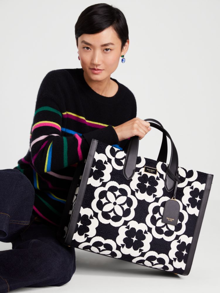 Women's black multi. Spade Flower Monogram Manhattan Chenille Large Tote | Kate  Spade New York UK