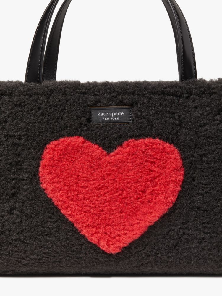 Sam Icon Intarsia Heart Faux Shearling Small Tote | Kate Spade New York