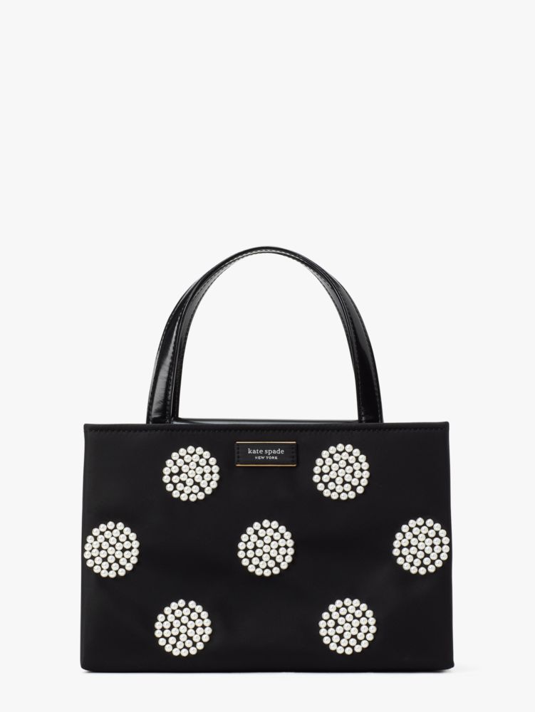 Sam Icon Pearl Embellished Nylon Small Tote