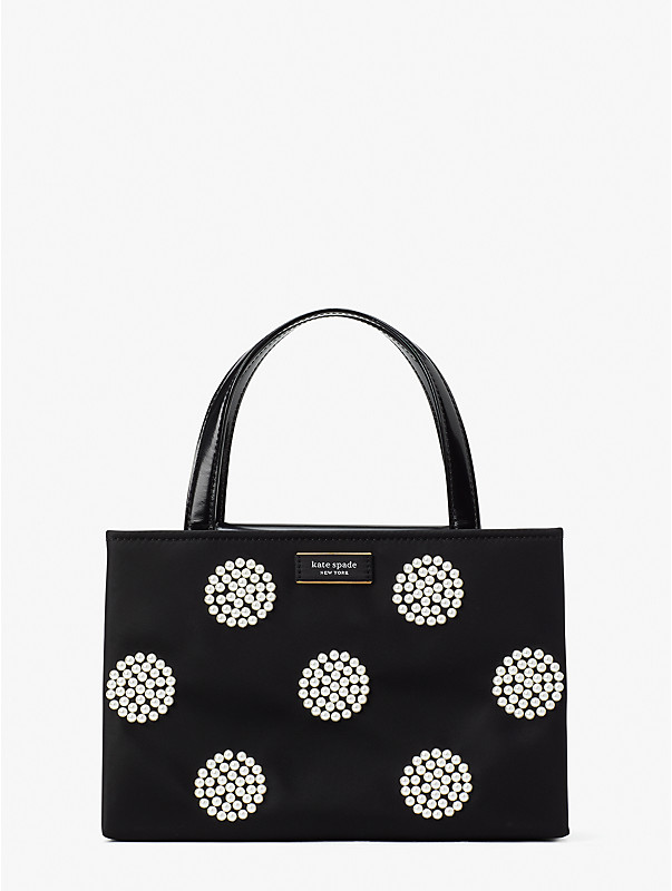 sam icon pearl embellished nylon small tote, , rr_large