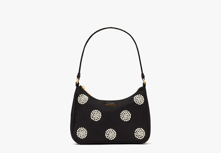 Kate Spade,Sam Pearl Embellished Nylon Small Shoulder Bag,Small,Black Multi image number 0