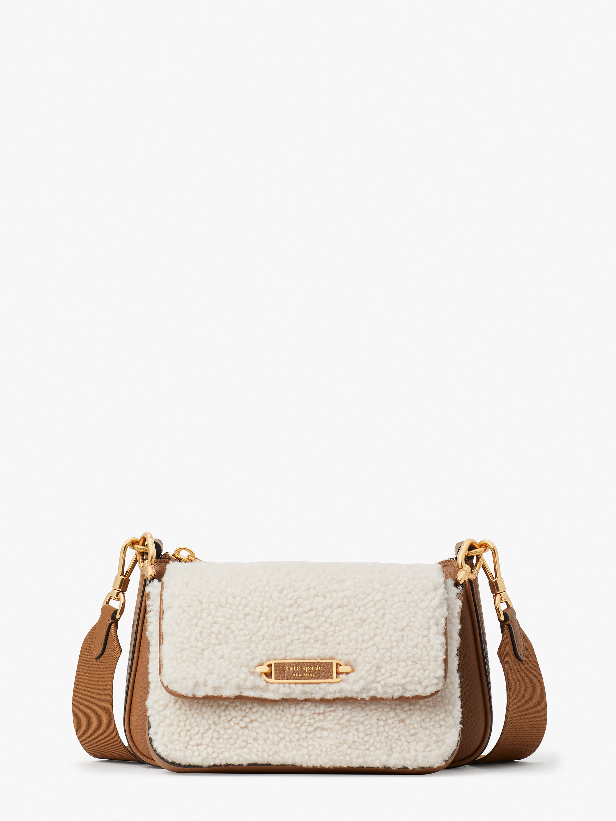 Kate Spade Morgan Shearling & Amp; Pebbled Leather Double Up Crossbody
