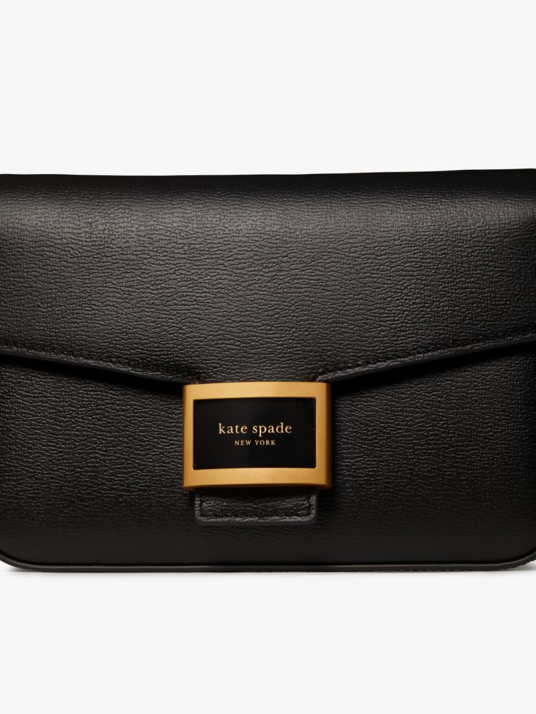 Kate Spade Women's Katy Textured Leather Flap Chain Crossbody Bag Black