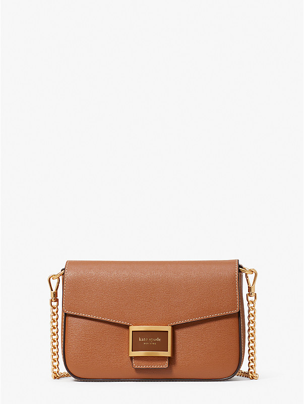 Katy Textured Leather Flap Chain Crossbody, , rr_large