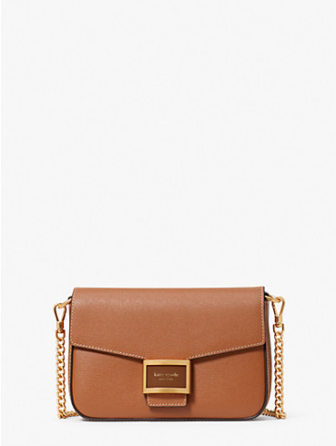 Katy Textured Leather Flap Chain Crossbody, , rr_productgrid