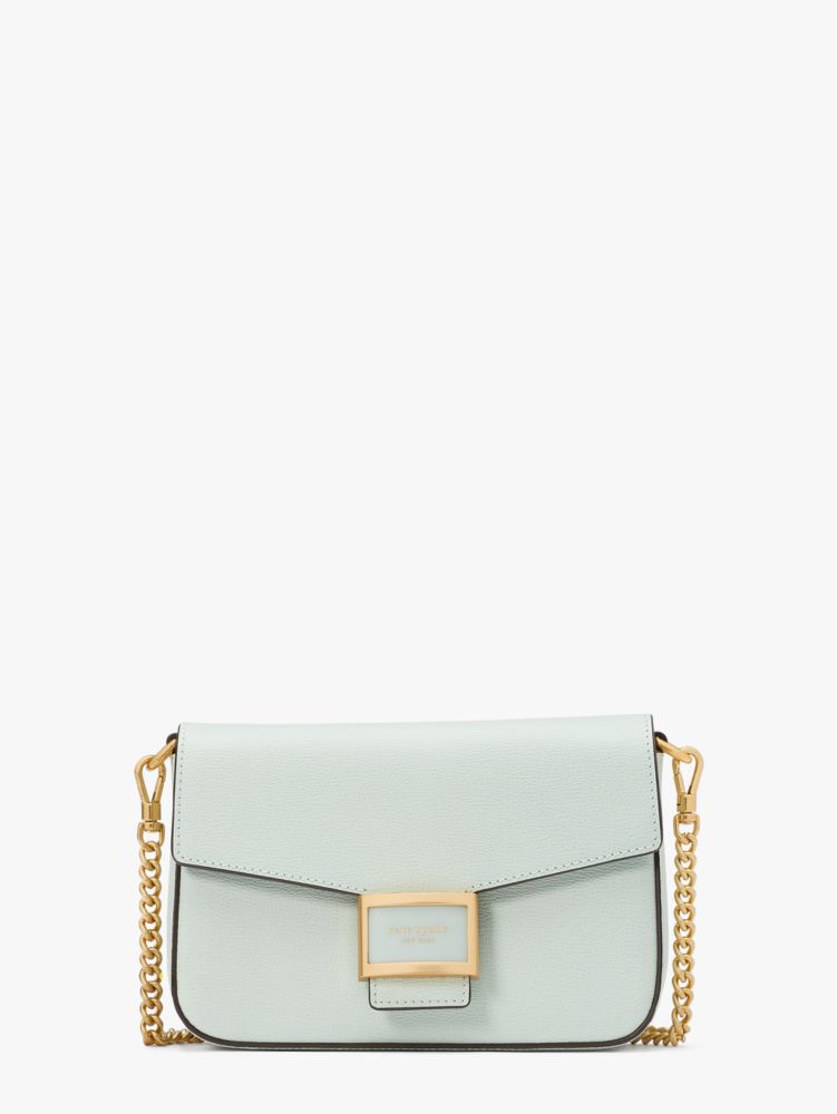 Kate Spade Katy Textured Leather Flap Chain Crossbody In Crystal Blue