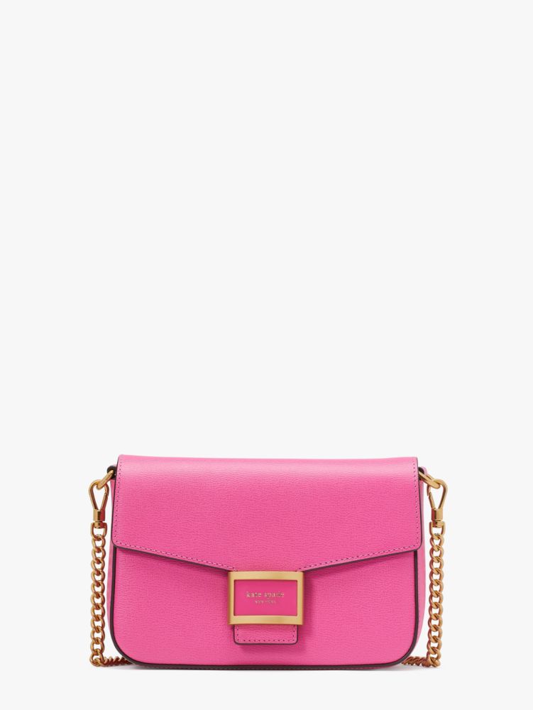 Kate Spade Katy Textured Leather Flap Chain Crossbody In Energy Pink