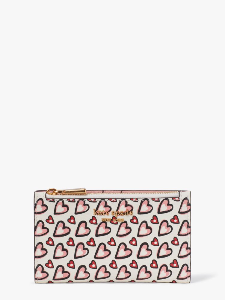 Kate Spade Morgan Fancy Hearts Small Slim Bifold Wallet