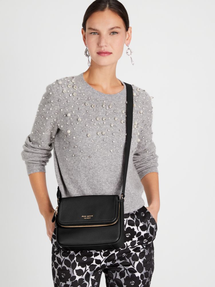 Women's black run around pebbled leather large flap crossbody | Kate Spade  New York UK