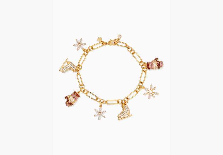 Snowflake Charm Bracelet, Clear/Gold, Product