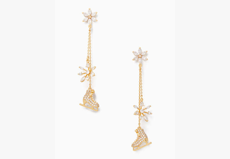 Snow Day Ice Skate Earrings, Clear/Gold, Product image number 0