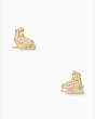 Snow Day Ice Skate Stud Earrings, Clear/Gold, Product