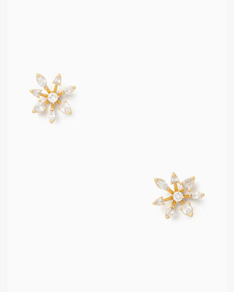 Snowflake Stud Earrings, Clear/Gold, ProductTile