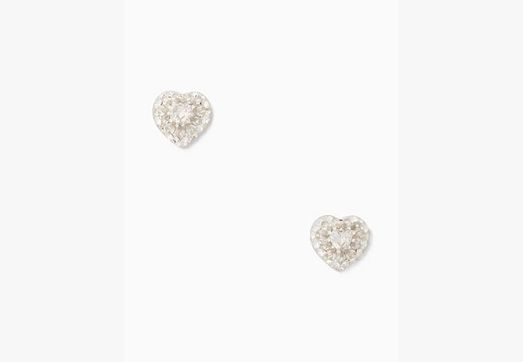 Kate Spade,something sparkly heart clay pave studs,40%,Clear/Silver image number 0