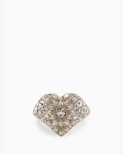 Something Sparkly Heart Clay Pave Ring, Clear/Silver, ProductTile