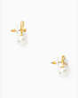 All Tied Up Pearl Drop Earrings, Cream/Gold, Product
