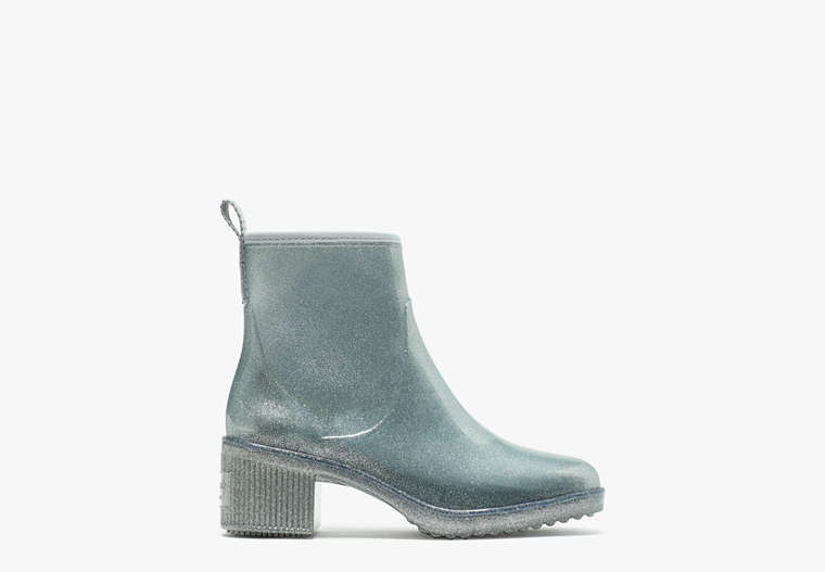 Puddle Rain Booties, Silver Glitter, Product