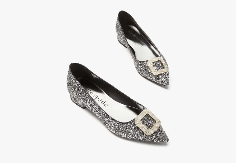 Buckle Up Flats, Black Silver, Product