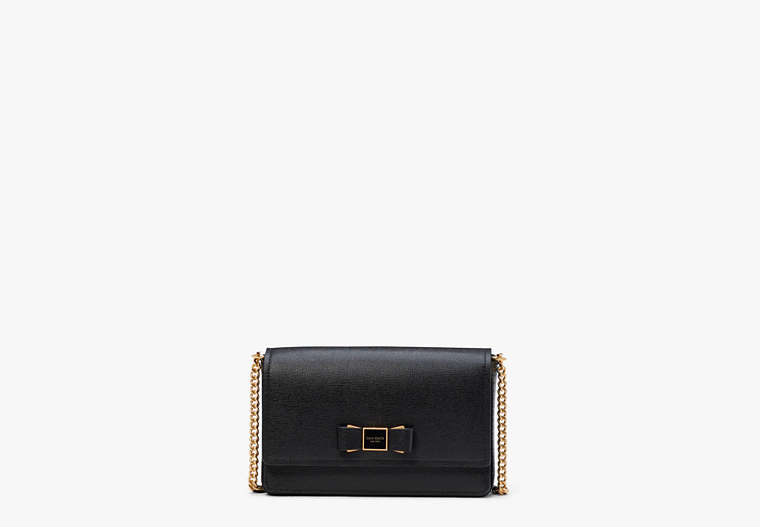 Morgan Bow Embellished Flap Chain Wallet, Black, Product