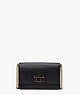 Morgan Bow Embellished Flap Chain Wallet, Black, ProductTile
