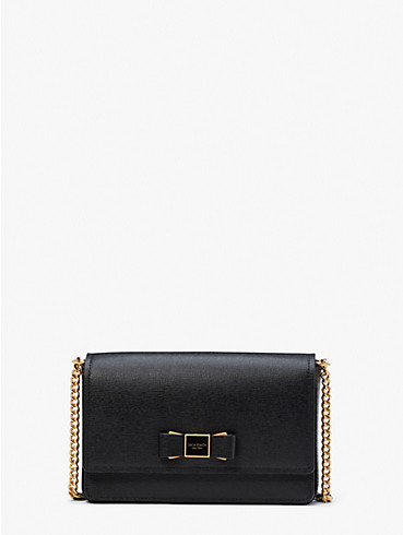 morgan bow embellished saffiano leather flap chain wallet, , rr_productgrid