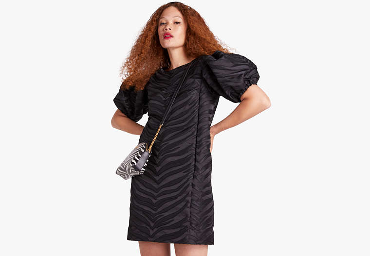ボールド ゼブラ ジャカード ドレス, Black, Product