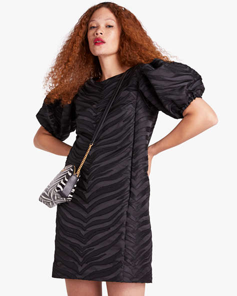 Bold Zebra Jacquard Dress, Black, ProductTile