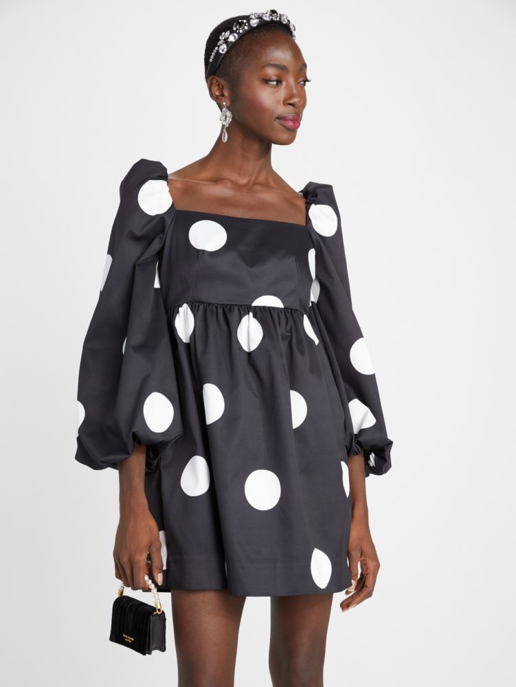 Arriba 59+ imagen kate spade black and white polka dot dress