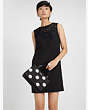 Ribbon Lace Applique Crepe Dress, Black, Product