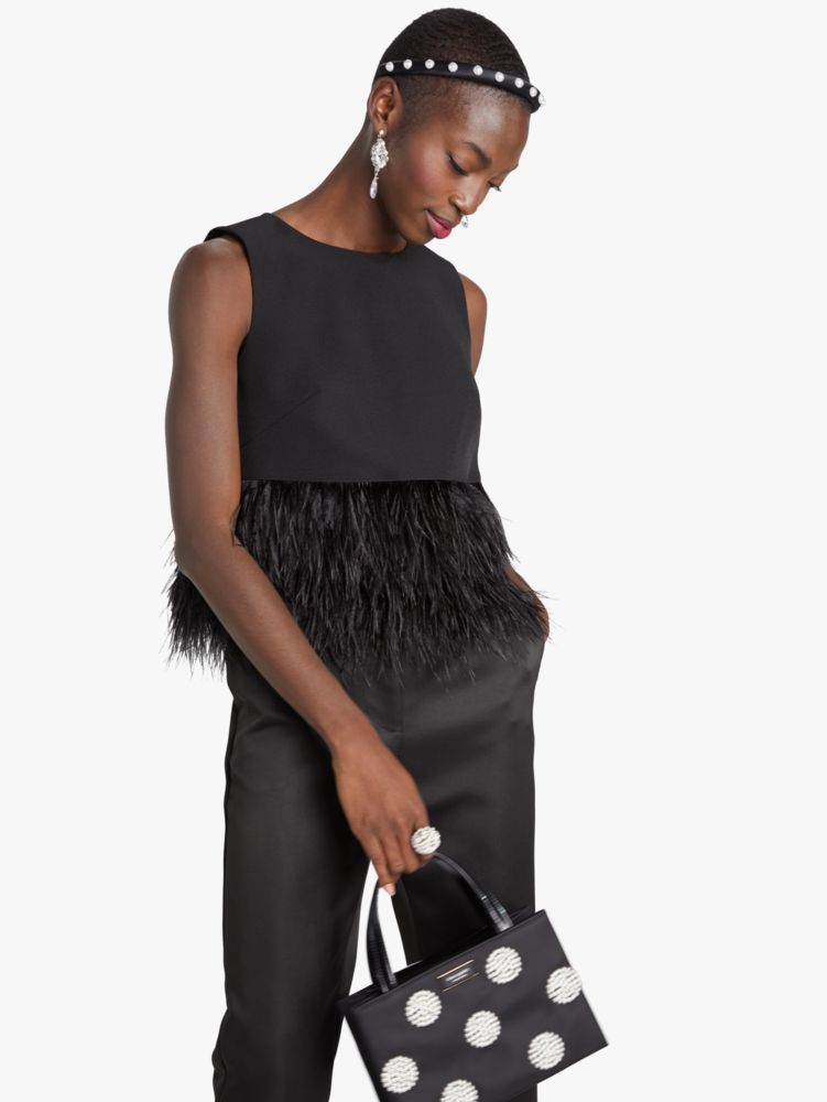 Feather Trim Crepe Top | Kate Spade New York