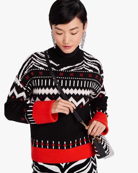Zebra Fair Isle Sweater, Black Multi, ProductTile
