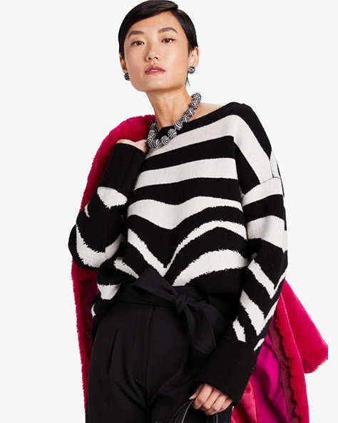 Bold Zebra Sweater, Black, ProductTile